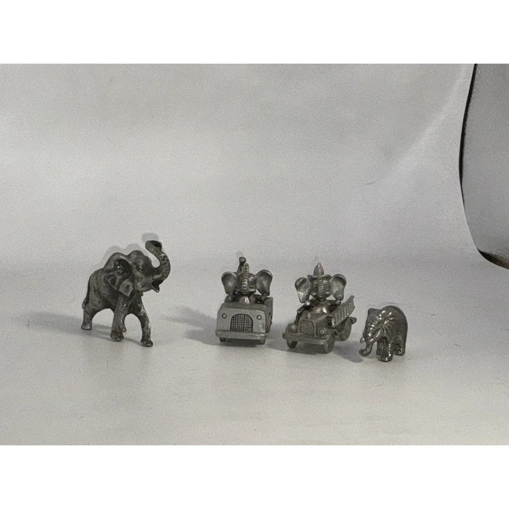 Spoontiques Pewter‎ Elephant In Golf Cart And Fire Engine 2 Pewter Elephants